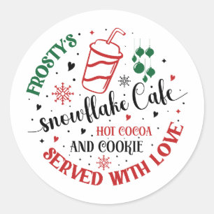 Frosty's Sneeuwvlok Cafe Hot Cacao en Co Ronde Sticker