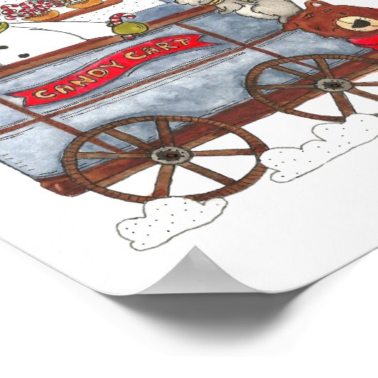Frosty's Snoep Cart - Schattigee Vakantie Sneeuwma Poster (Hoek)