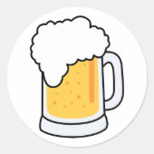 Frothy Cartoon Glas Bier Mok met Bier Ronde Sticker (Voorkant)