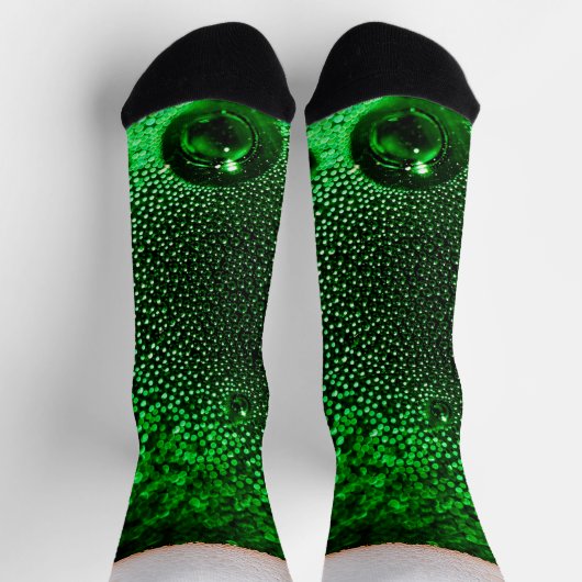 Frothy Head of Beer Funny Green Lager Bottle Sokken (Top)