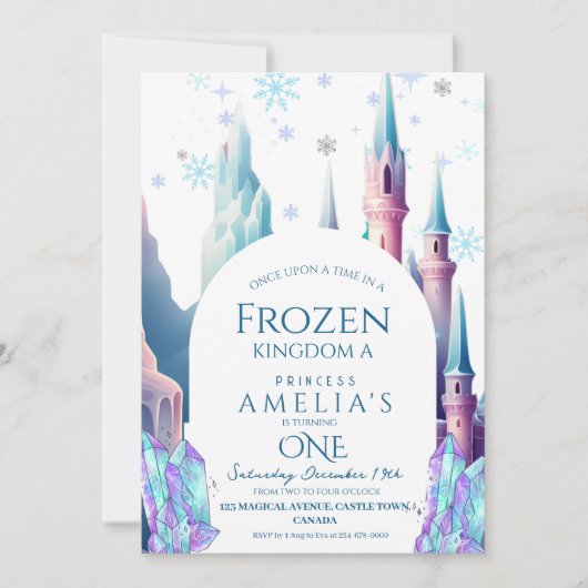 Frozen 1e verjaardag Cartoon Castle Kaart (Voorkant)