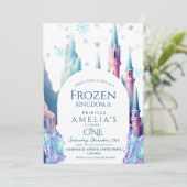 Frozen 1e verjaardag Cartoon Castle Kaart (Staand voorkant)