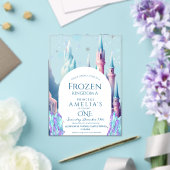 Frozen 1st Birthday Cartoon Castle Acryl Uitnodigingen (Insitu (Huwelijk))