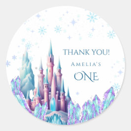 Frozen 1st Birthday Cartoon Castle First Birthday  Ronde Sticker