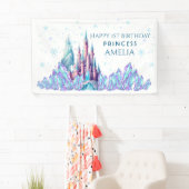 Frozen 1st Birthday Cartoon Castle First Birthday Spandoek (Insitu)