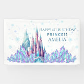 Frozen 1st Birthday Cartoon Castle First Birthday Spandoek (Horizontaal)