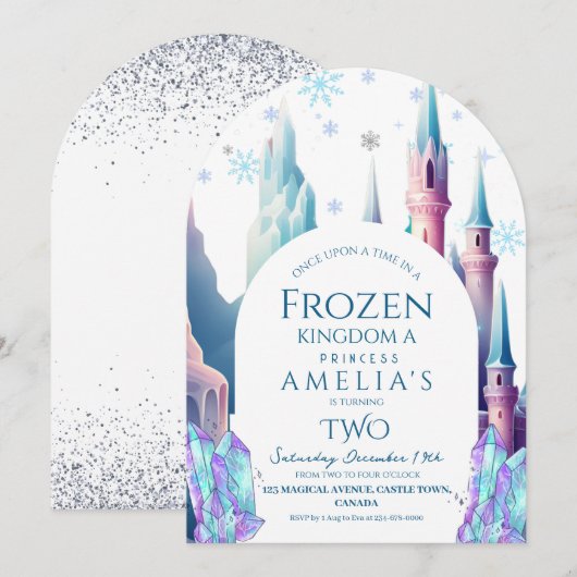Frozen 2e verjaardag Cartoon Kasteel Kaart (Voorkant / Achterkant)