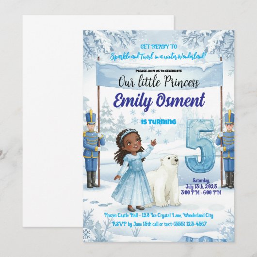 Frozen 5th Birthday Invitation Kaart (Voorkant / Achterkant)