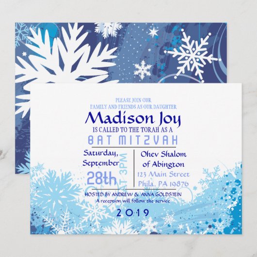 FROZEN Bar Bat Mitzvah Escort Seitcard Kaart (Voorkant / Achterkant)