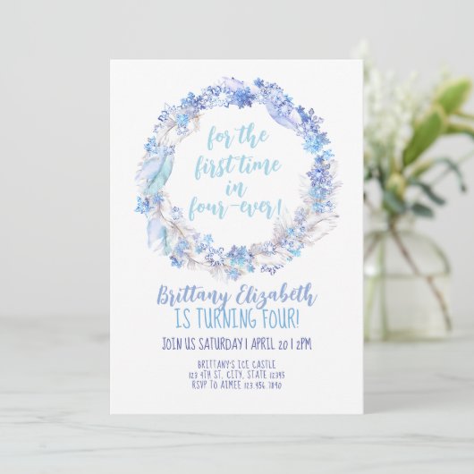 Frozen Birthday Invite 4th Birthday Frozen Invite Kaart (Staand voorkant)