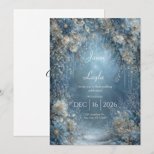 Frozen Bloom Winter Bloemen Huwelijk Kaart (Voorkant / Achterkant)