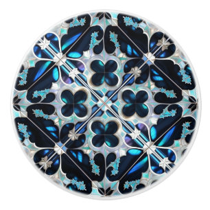 Frozen -blue blauwgroen wit Winter en parels geïns Keramische Knop