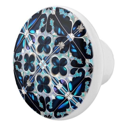 Frozen -blue blauwgroen wit Winter en parels geïns Keramische Knop (Rechts)