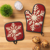 Frozen Cherry Snowflake – Winter Magic Design Ovenwant & Pannenlap Set (Top down)