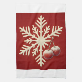Frozen Cherry Snowflake – Winter Magic Design Theedoek