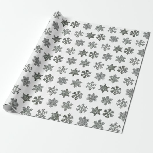 Frozen crystal frosty silver snowflakes  cadeaupapier (Uitgerold)