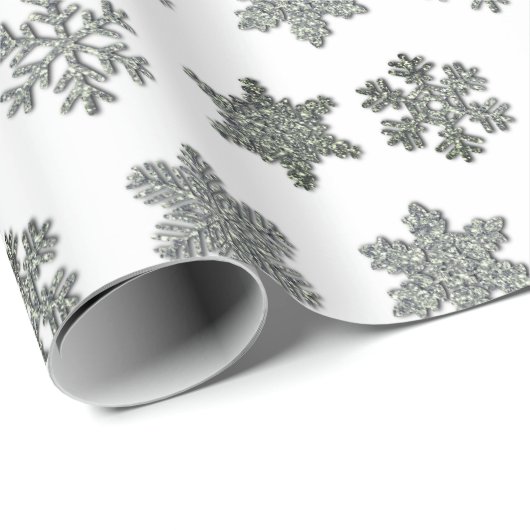 Frozen crystal frosty silver snowflakes  cadeaupapier (Rol Hoek)