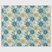 Frozen Elegance Blue and Gold Snowflake Cadeaupapier (Vlak)