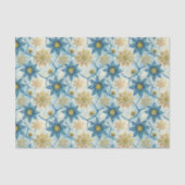 Frozen Elegance Blue and Gold Snowflake Tissuepapier (Voorkant)