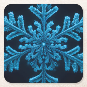 Frozen Elegance: ingewikkeld blauw sneeuwvlok ontw Kartonnen Onderzetters