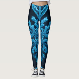 Frozen Elegance: ingewikkeld blauw sneeuwvlok ontw Leggings