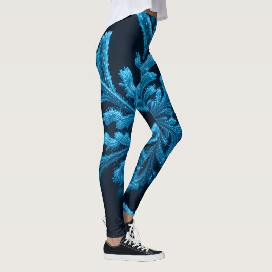 Frozen Elegance: ingewikkeld blauw sneeuwvlok ontw Leggings (Rechts)