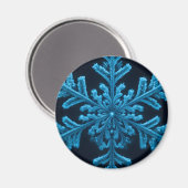Frozen Elegance: ingewikkeld blauw sneeuwvlok ontw Magneet (Voorkant / Achterkant)