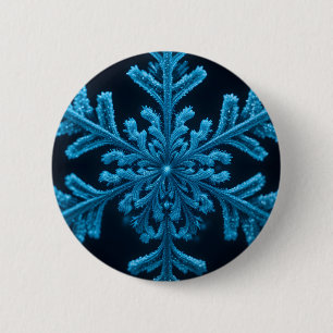 Frozen Elegance: ingewikkeld blauw sneeuwvlok ontw Ronde Button 5,7 Cm