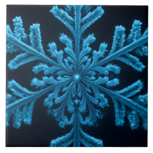 Frozen Elegance: ingewikkeld blauw sneeuwvlok ontw Tegeltje