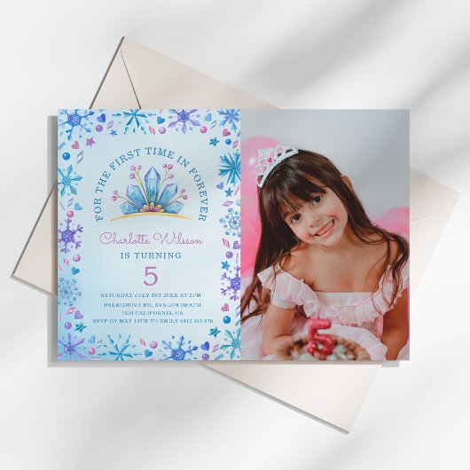 Frozen Fairy Tale Ice Princess Foto Verjaardag Kaart