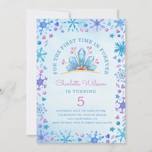 Frozen Fairy Tale Ice Princess Kronen Verjaardag Kaart (Voorkant)