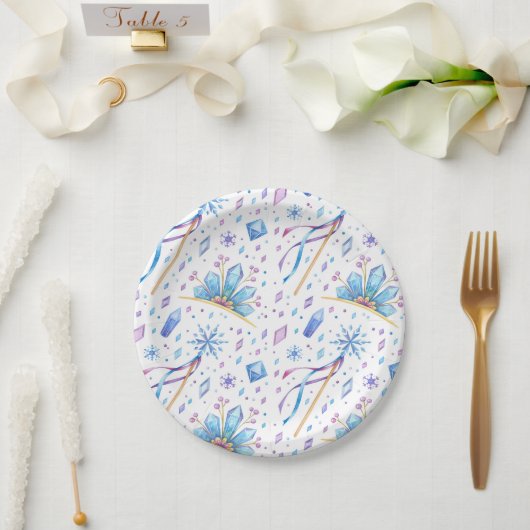 Frozen Fairy Tale Ice Princess Kronen Verjaardag Papieren Bordje (Huwelijk)