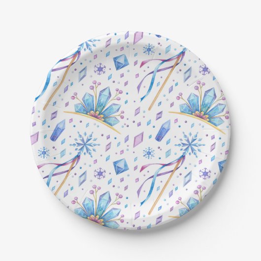 Frozen Fairy Tale Ice Princess Kronen Verjaardag Papieren Bordje (Voorkant)