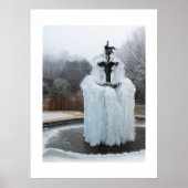 Frozen fountain in winter poster (Voorkant)