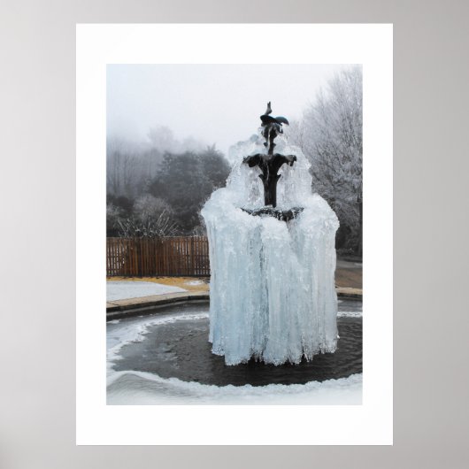 Frozen fountain in winter poster (Voorkant)