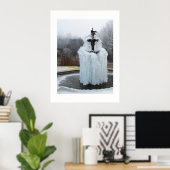 Frozen fountain in winter poster (Thuiskantoor)
