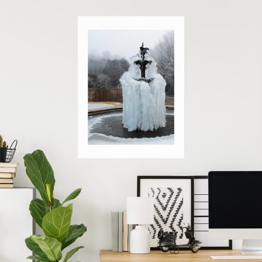 Frozen fountain in winter poster (Thuiskantoor)