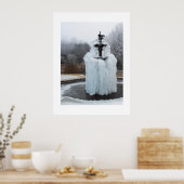 Frozen fountain in winter poster (Keuken)