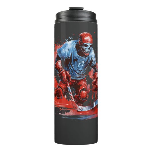 Frozen Fury: Ice Hockey Skelet T-shirt Thermosbeker (Voorkant)