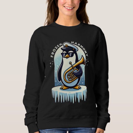 Frozen Harmony Schattigee Ice Penguin spelen Brass Trui (Voorkant)