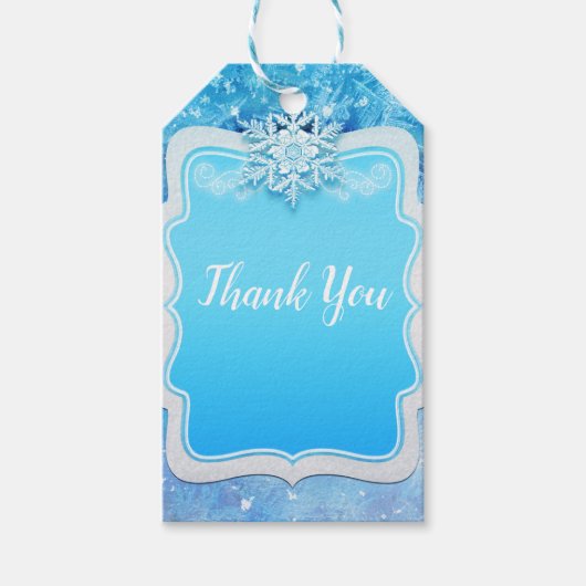 Frozen Ice Winter Wonderland Snowflake Party Favor Cadeaulabel (Voorkant)