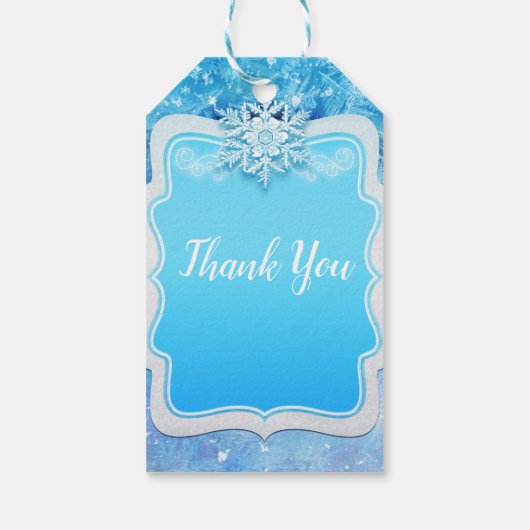 Frozen Ice Winter Wonderland Snowflake Party Favor Cadeaulabel (Achterkant)