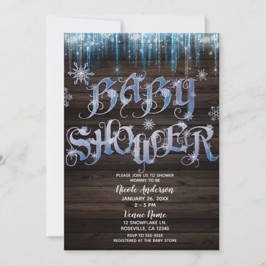 Frozen Icicles Winter Wonderland Baby shower Kaart (Voorkant)