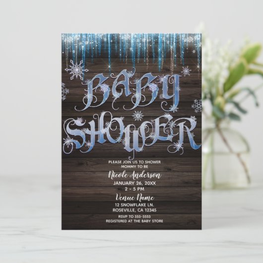 Frozen Icicles Winter Wonderland Baby shower Kaart (Staand voorkant)