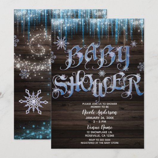 Frozen Icicles Winter Wonderland Baby shower Kaart (Voorkant / Achterkant)
