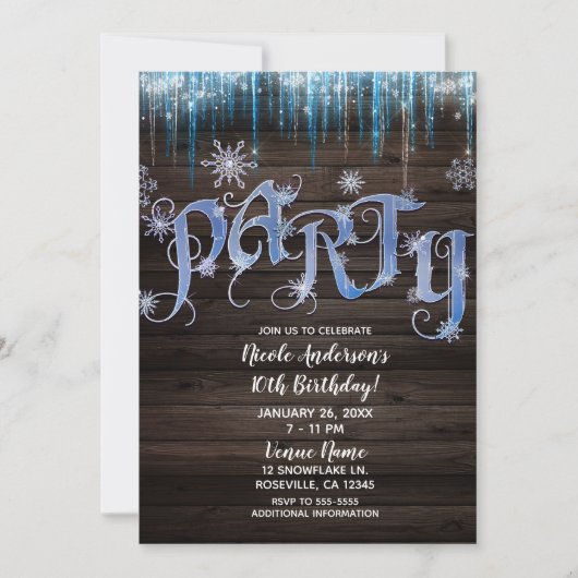 Frozen Icicles Winter Wonderland Verjaardagsfeest Kaart (Voorkant)