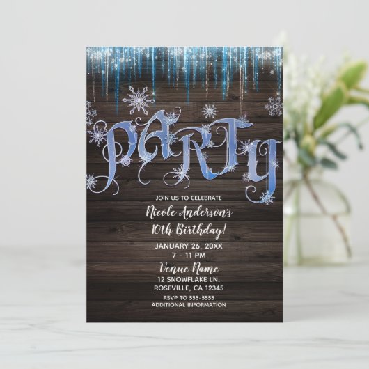 Frozen Icicles Winter Wonderland Verjaardagsfeest Kaart (Staand voorkant)