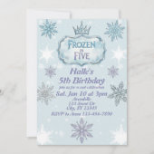 Frozen in Five Snowflake Birthday Invitation Kaart (Voorkant)