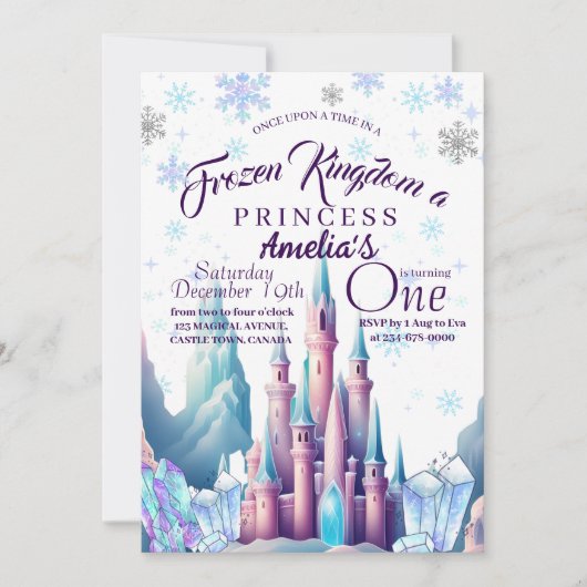 Frozen Kingdom Princess 1e verjaardagsfeestje Kaart (Voorkant)