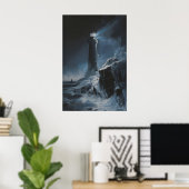 Frozen Lighthouse Winter Sea Art, Ocean Coastal Poster (Thuiskantoor)